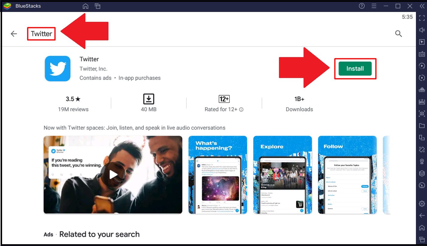 Escribe “Twitter” en el buscador Escribe “Twitter” en el buscador