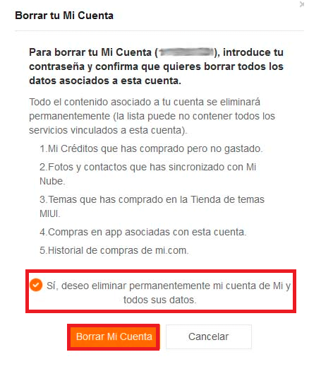 Haz clic en el botón “Borrar Mi Cuenta” Haz clic en el botón “Borrar Mi Cuenta”