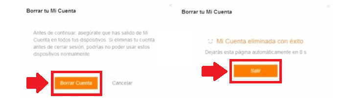 Introduce el código recibido y vuelve a pulsar en “Borrar Cuenta” Introduce el código recibido y vuelve a pulsar en “Borrar Cuenta”