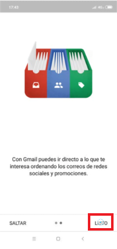 Oprime sobre la opción de “Listo”