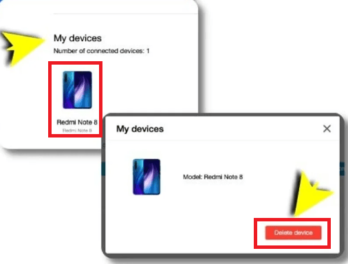 Presiona el botón “Delete Device” para desvincular cada terminal