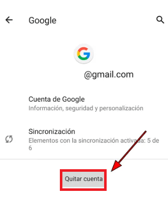 Presiona en “Quitar cuenta”