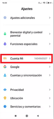 Pulsa en la opción “Cuenta Mi” 