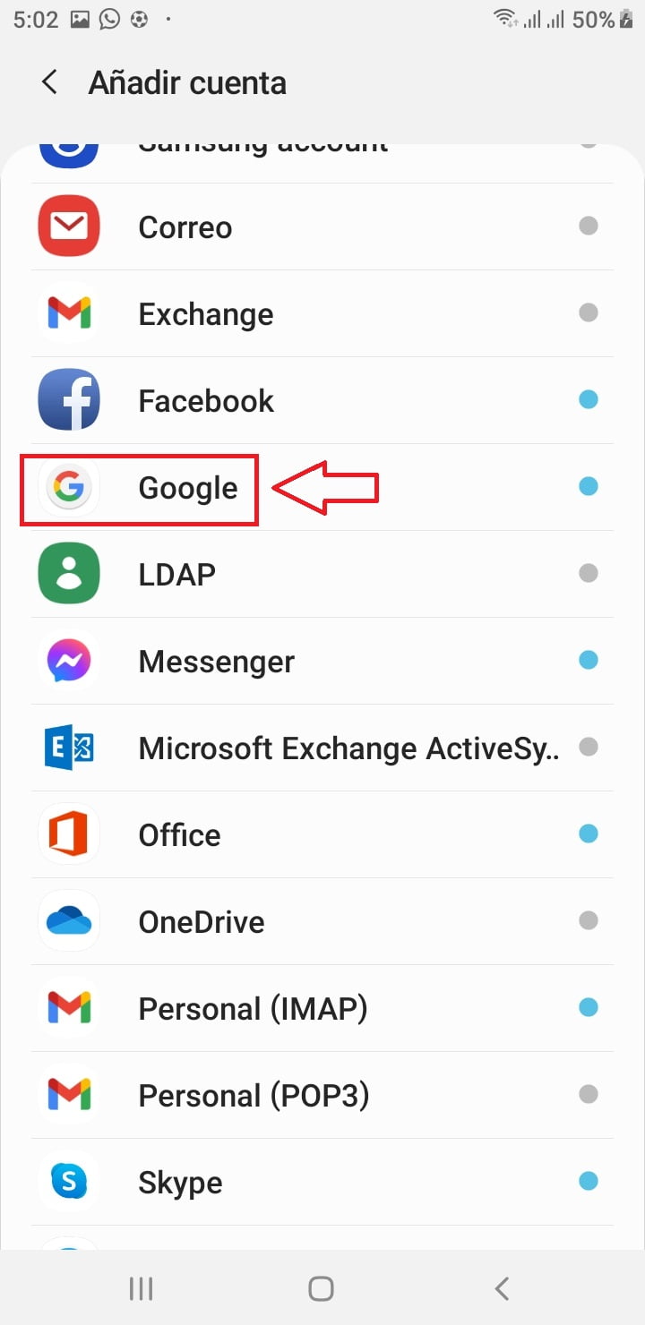 Selecciona Gmail