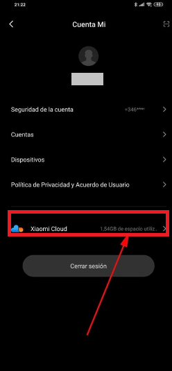 Selecciona “Xiaomi Cloud” Selecciona “Xiaomi Cloud”