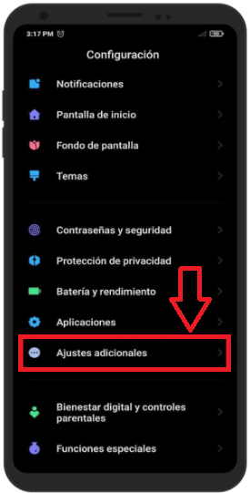 Selecciona la opción “Ajustes adicionales”