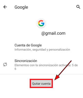 Toca el botón “Quitar cuenta” Toca el botón “Quitar cuenta”
