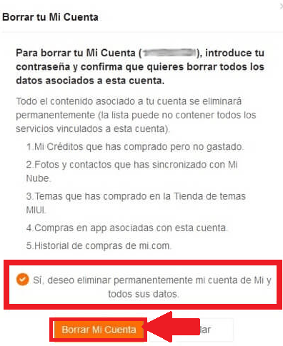 Eliminar cuenta de Xiaomi Mi