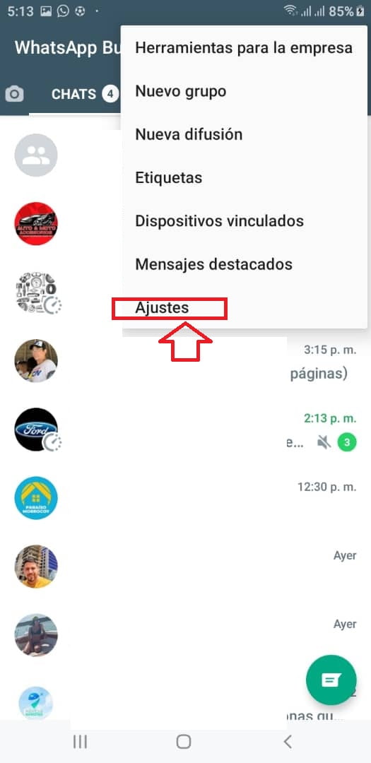 Ingresa a los Ajustes Ingresa a los Ajustes