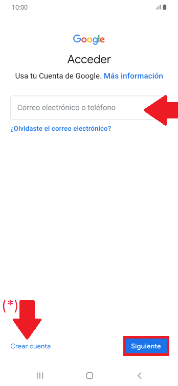 Introduce los datos de tu cuenta Google Introduce los datos de tu cuenta Google