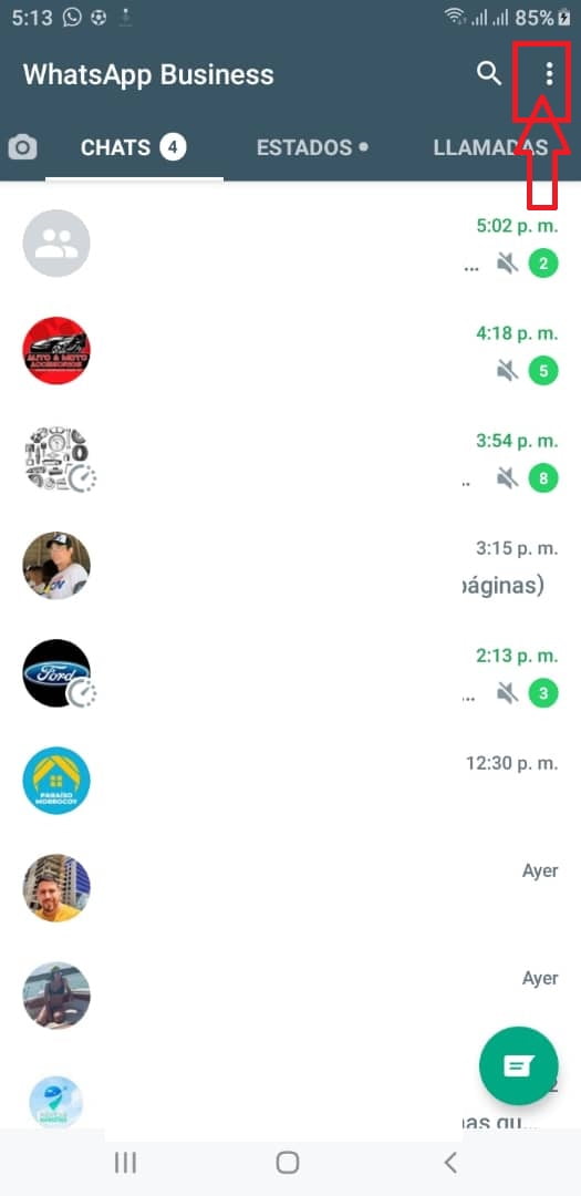 Selecciona los tres puntos del menú Selecciona los tres puntos del menú