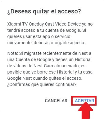 Toca sobre “Aceptar” para confirmar la acción Toca sobre “Aceptar” para confirmar la acción