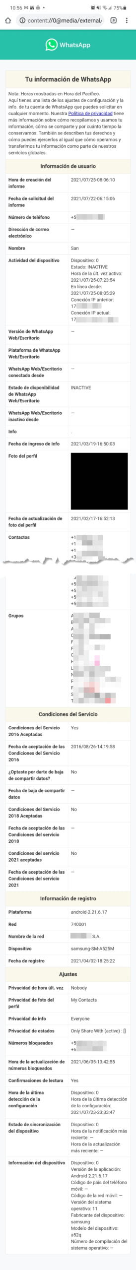 ¿Cuáles son los datos que contiene este informe? ¿Cuáles son los datos que contiene este informe?