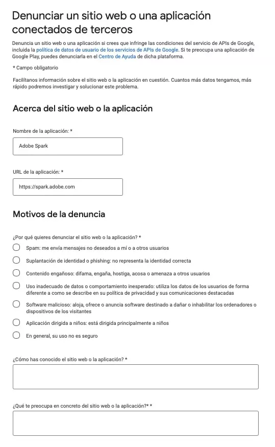 ¿Qué hacer si detecto actividades ilegales o fraudulentas por parte de una app con acceso mi cuenta de Google? Solución