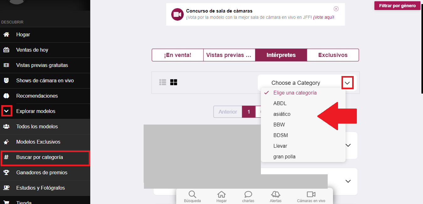 Emplea la opción de “Buscar por categoría”