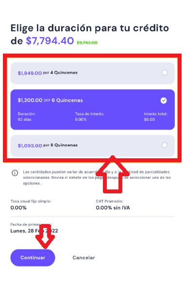 Selecciona las cuotas de pago Selecciona las cuotas de pago