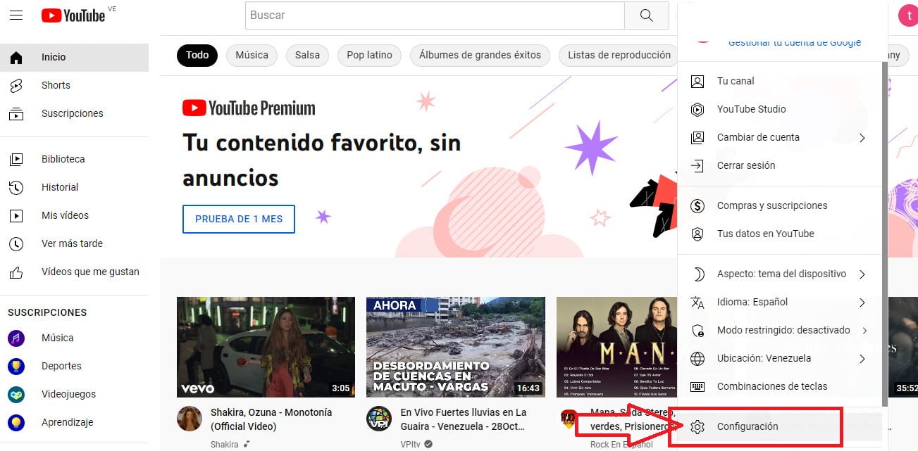 Accede a los Ajustes