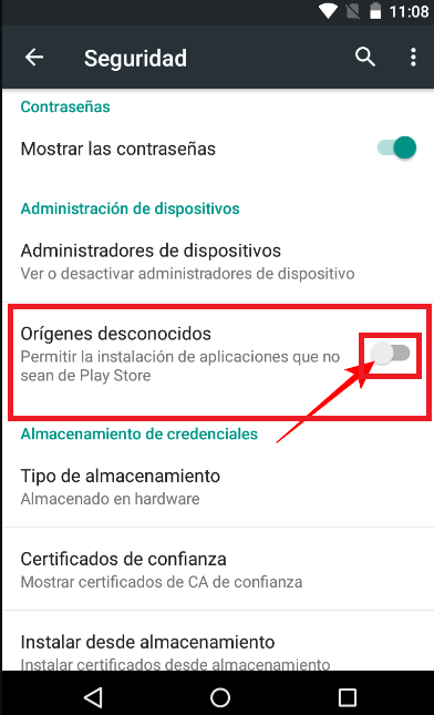 Activa el botón de origen desconocido Activa el botón de origen desconocido