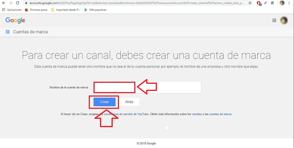 Crea una cuenta de Marca