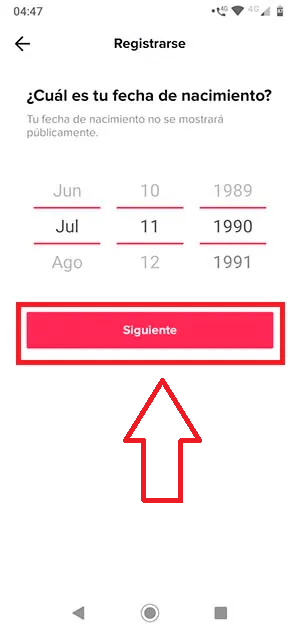 Ingresa la fecha de nacimiento