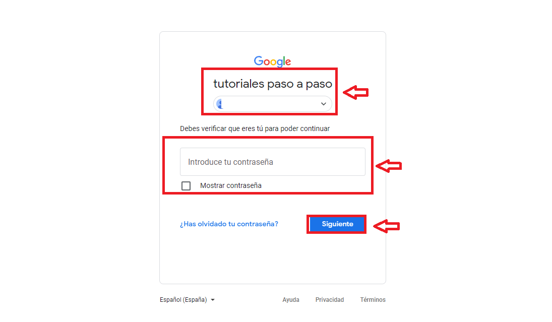 Inicia sesión con tus datos
