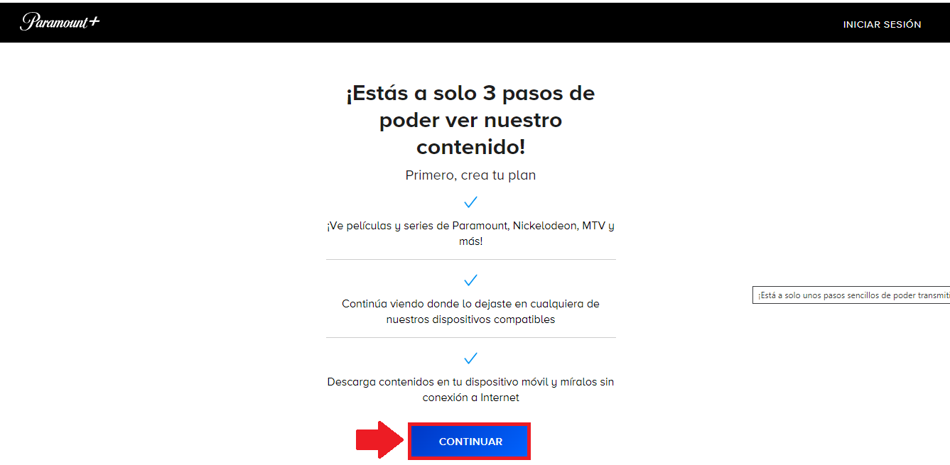 Oprime sobre el botón “Continuar”