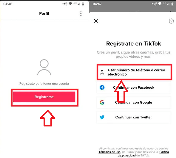 Selecciona registro con email