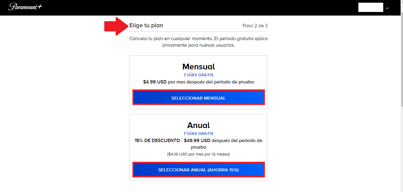 Selecciona tu plan de preferencia