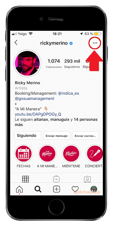 Accede a Instagram y busca el perfil sospechoso