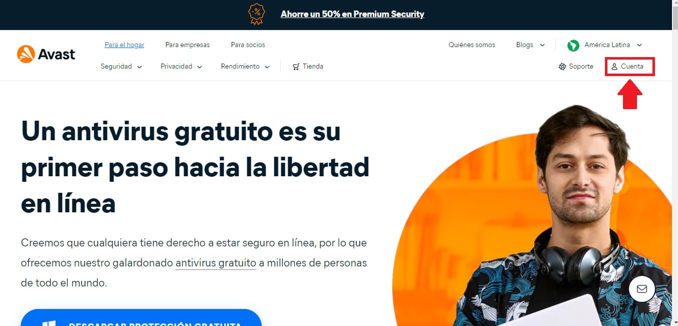 Haz clic sobre el enlace “Cuenta” Haz clic sobre el enlace “Cuenta”