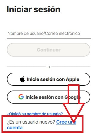 Indica que eres un usuario nuevo Indica que eres un usuario nuevo