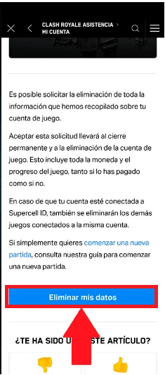 Pulsa en “Eliminar mis datos”