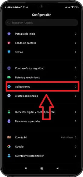 Selecciona Aplicaciones