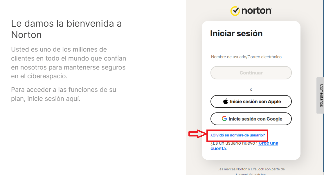 Selecciona olvide mi usuario