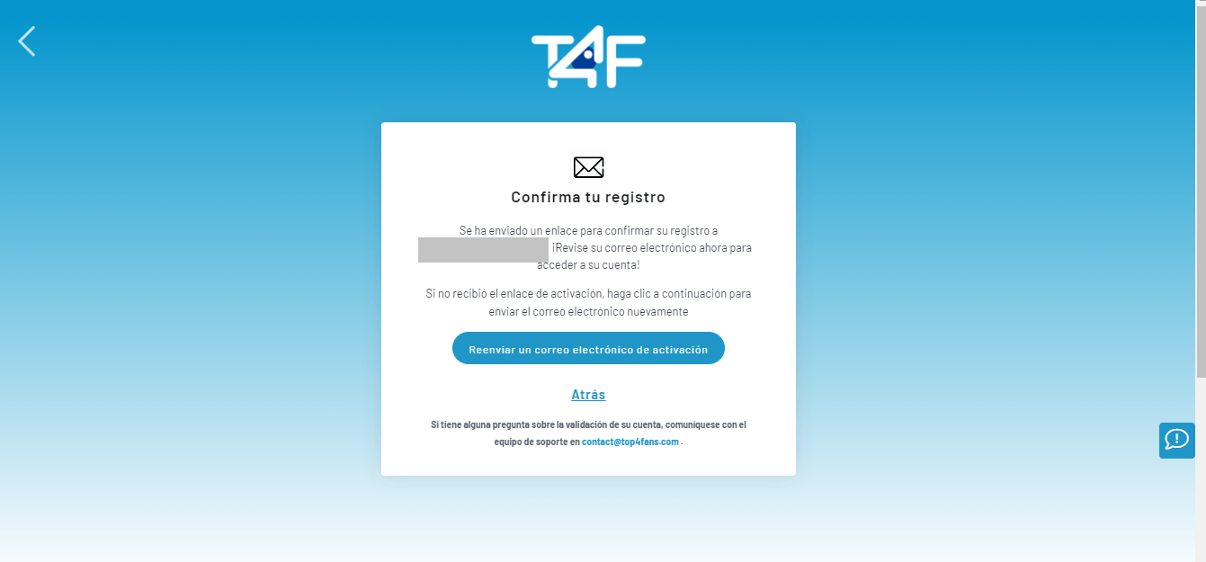 Confirma tu registro (si eres fan)