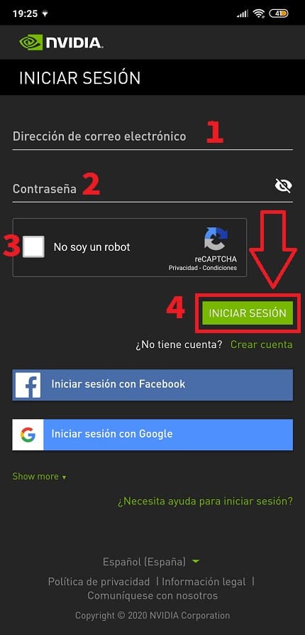 Inicia sesión en tu propia cuenta GeForce Now
