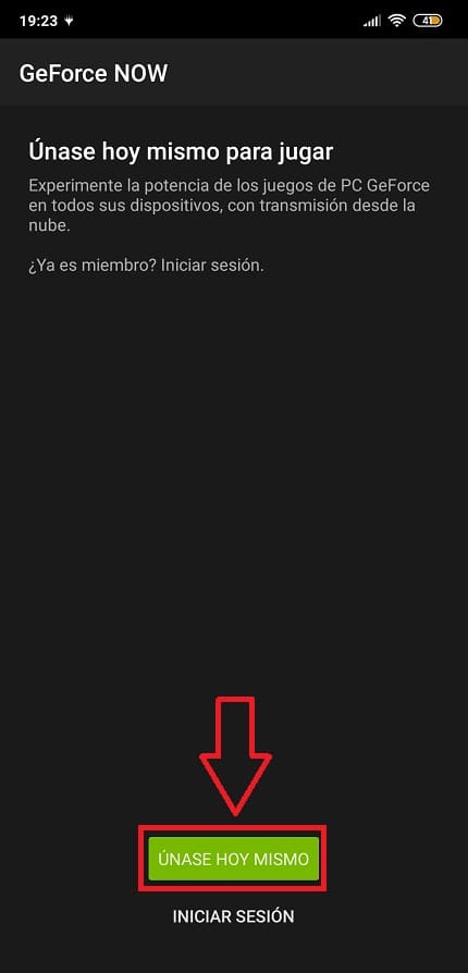 Selecciona la opción que dice “Únase hoy mismo”