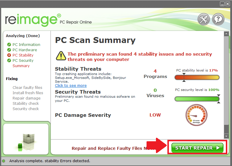 Utiliza el software Reimage Plus