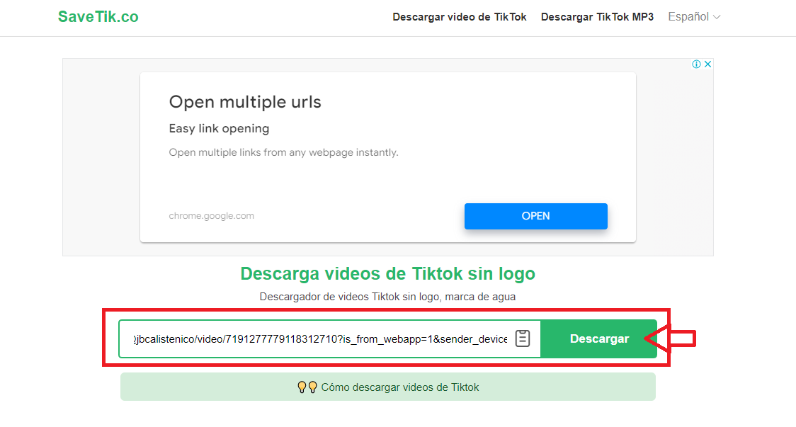 Dirígete a Save Tik