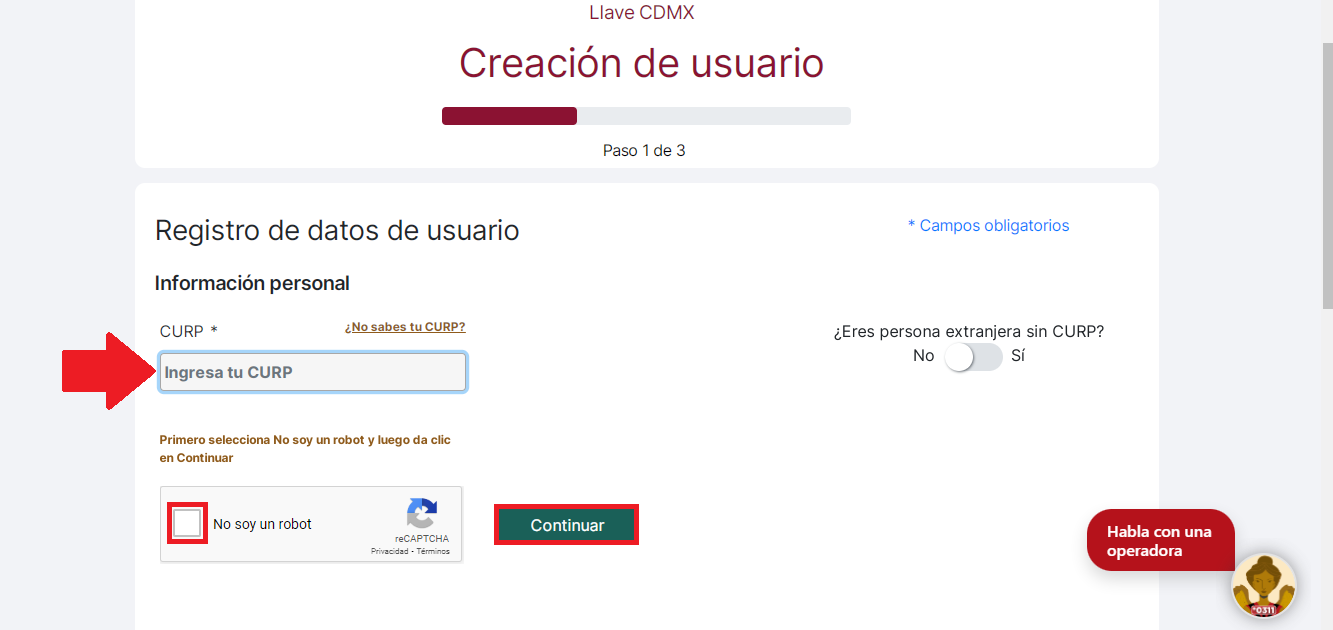 Inicia el registro de datos de usuario