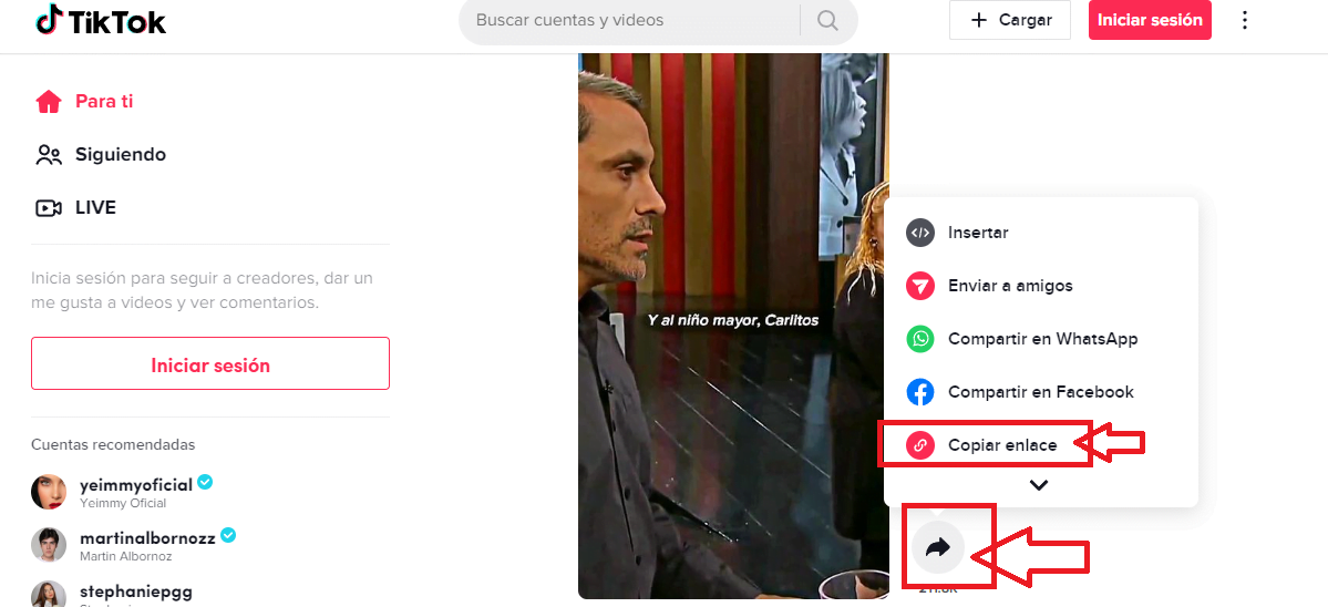 Presiona el botón compartir