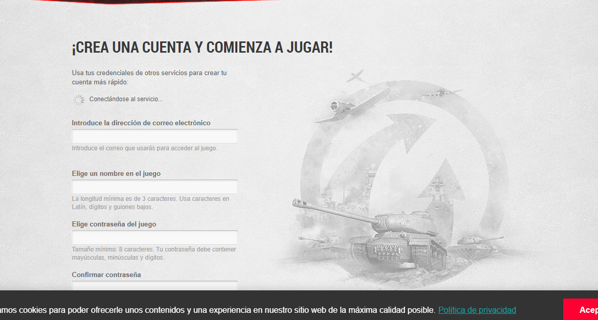Rellena el formulario del juego