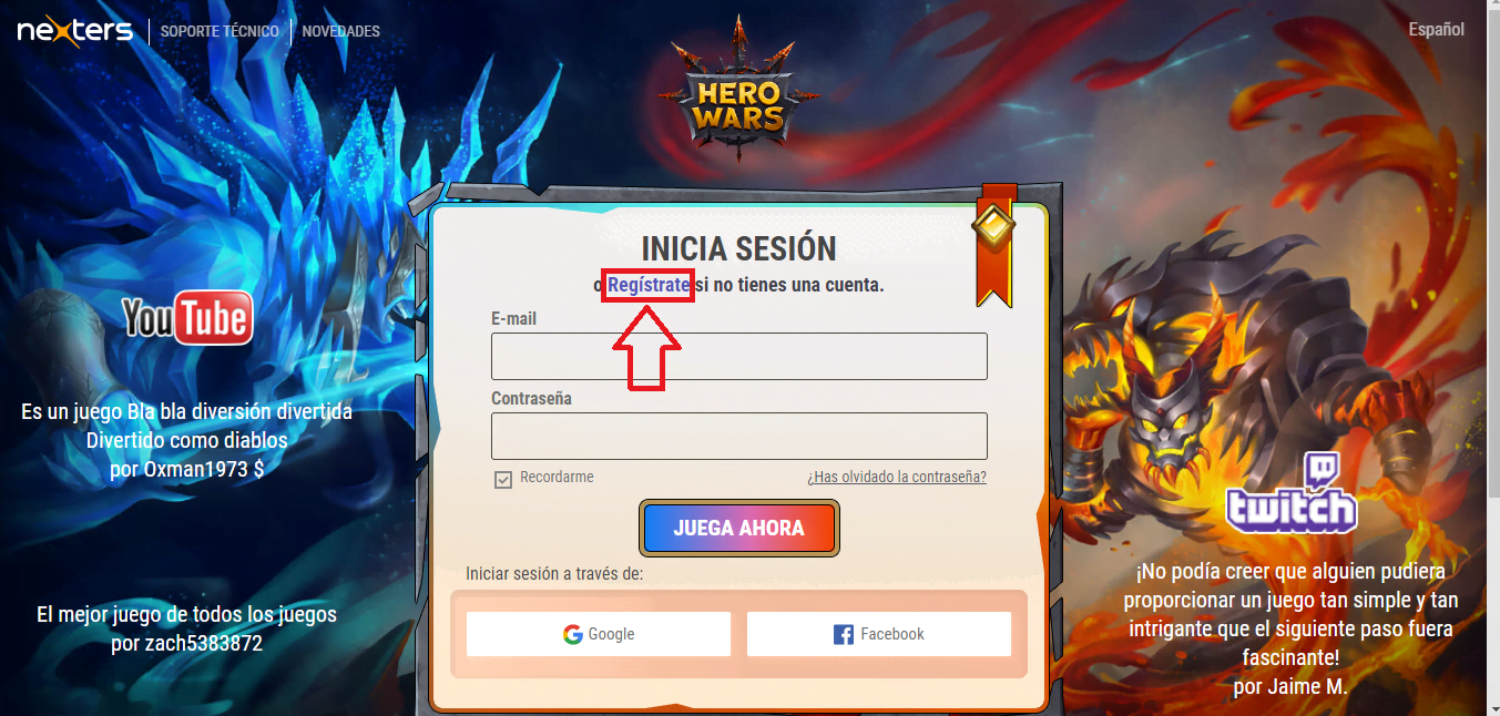 Selecciona la opción “Regístrate”