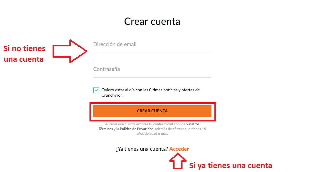 Crea una cuenta en Crunchyroll o ingresa a la tuya Crea una cuenta en Crunchyroll o ingresa a la tuya