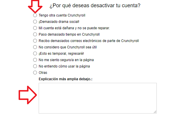 Elige el motivo por el que has optado por abandonar la plataforma