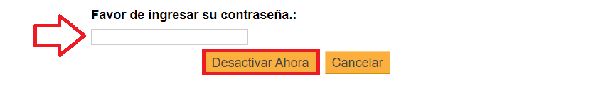 Haz clic en el botón de “Desactivar ahora” Haz clic en el botón de “Desactivar ahora”