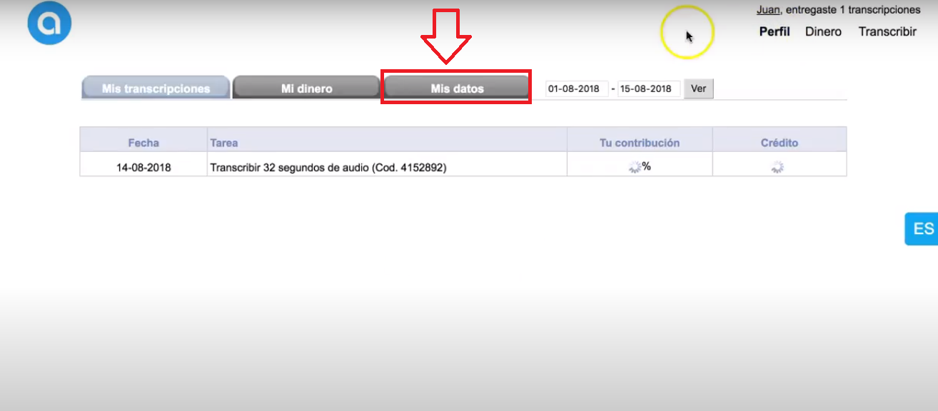 Haz clic en la sección “Mis datos” Haz clic en la sección “Mis datos”