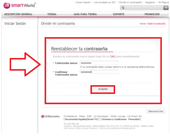 Modifica la contraseña en cuenta de LG Smart TV