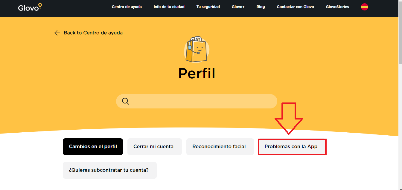 Pulsa en el botón “Problemas con la App”