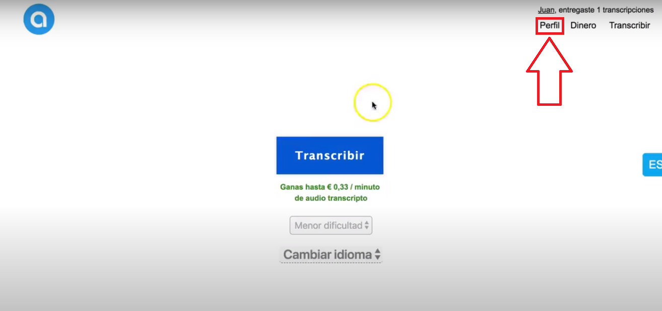 Selecciona la opción “Perfil” Selecciona la opción “Perfil”
